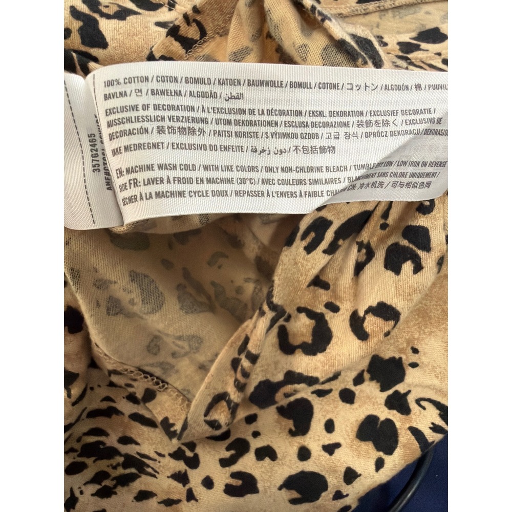 Hollister T-Shirt Women Medium Tan Leopard Print Front Twist Knot Cropped Baby T - Picture 5 of 5